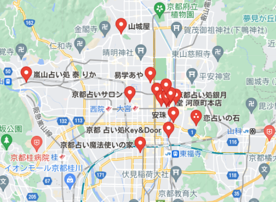 京都の占いマップ