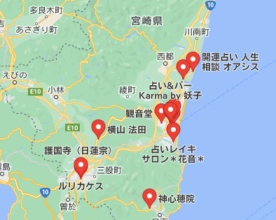 宮崎県の占いマップ